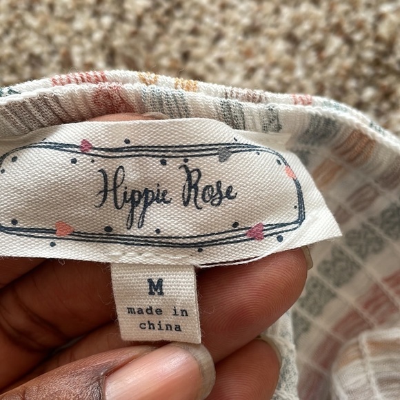 Hippie Rose Spaghetti Ruched Crop Top Size M Color Ivory Stripe. - Picture 6 of 6